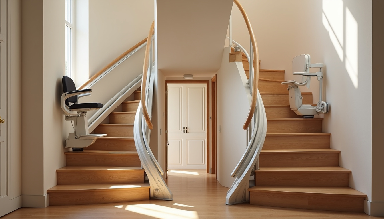 Différents modèles de monte-escaliers installés dans une maison à Bayenghem-lès-Éperlecques
