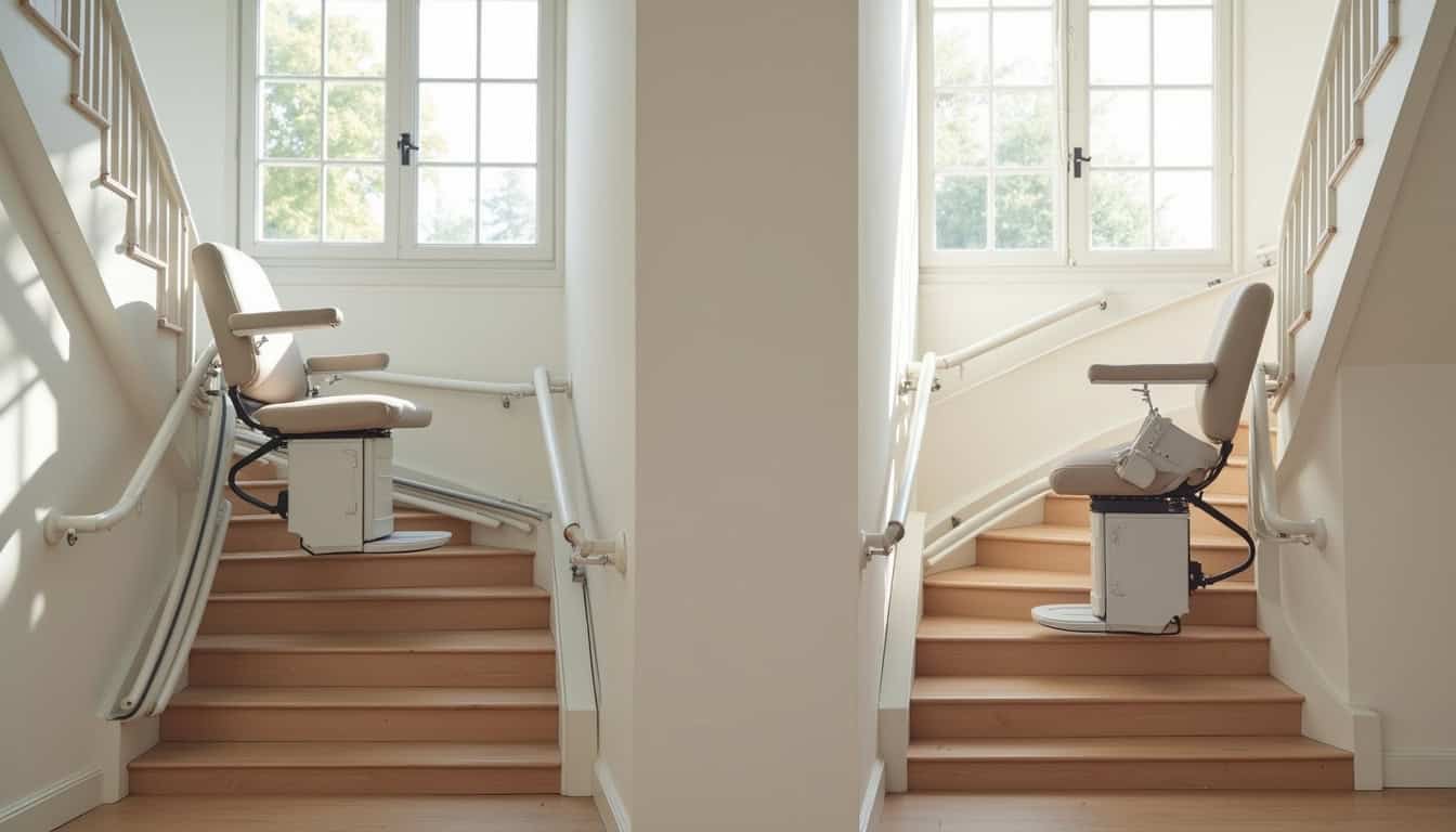 Différents modèles de monte-escaliers installés sur escalier droit et tournant à Fournes-en-Weppes