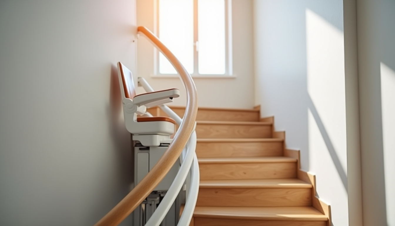 Différents types de monte-escalier installés sur escalier tournant et droit à La Châtaigneraie