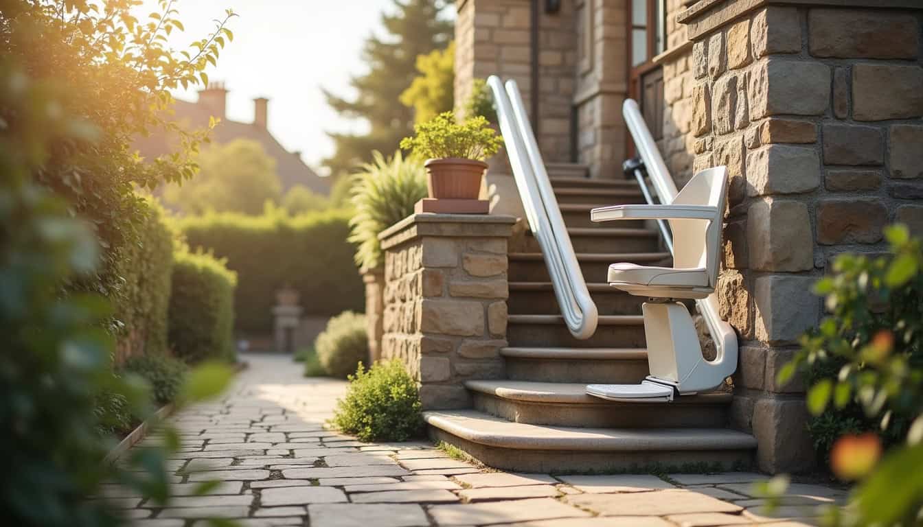 Différents types de monte-escaliers: droit, tournant et extérieur installés à Coarraze