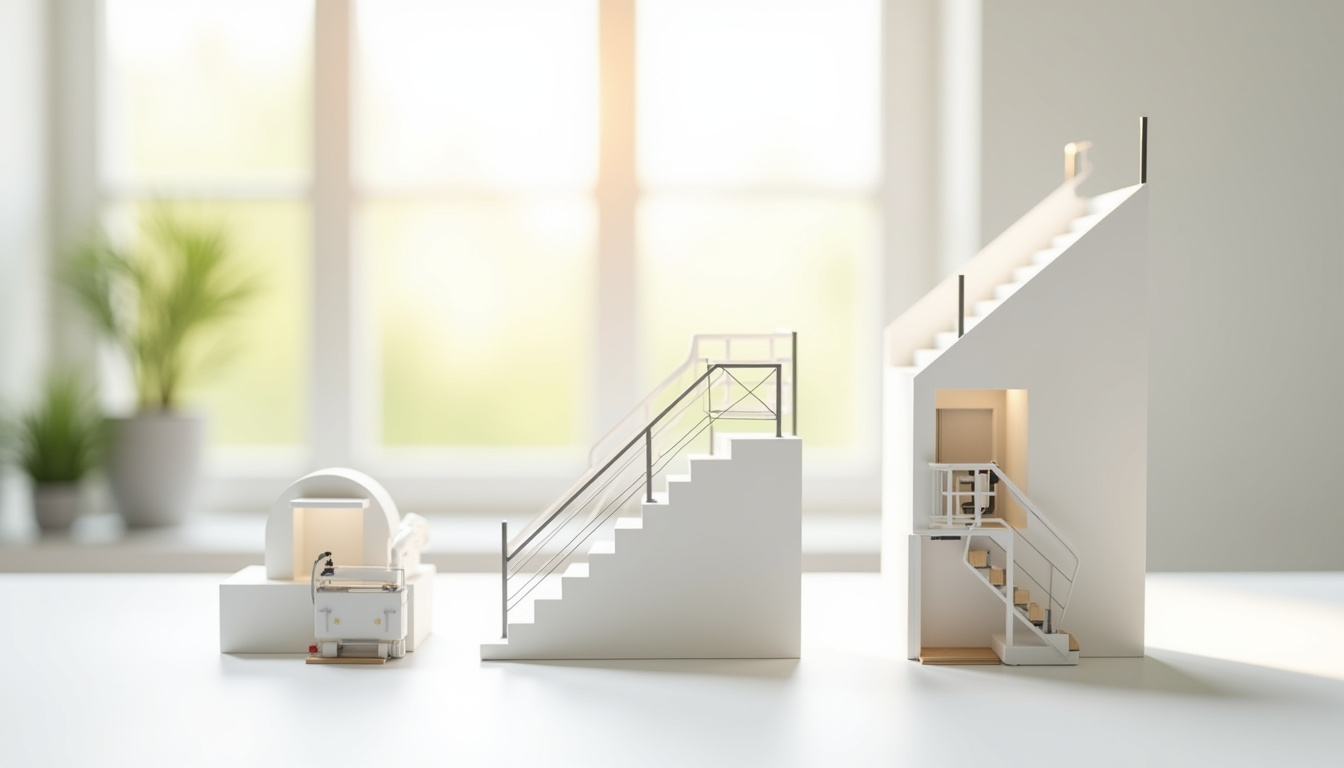 Différents types de monte-escaliers installés à Abrest: modèle droit, tournant et extérieur