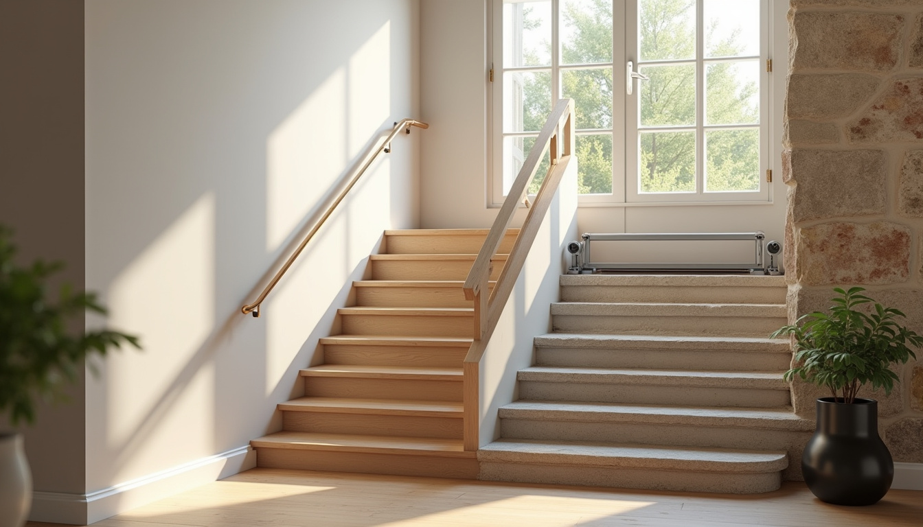 Différents types de monte-escaliers installés à Boulleret: modèle droit, tournant et extérieur
