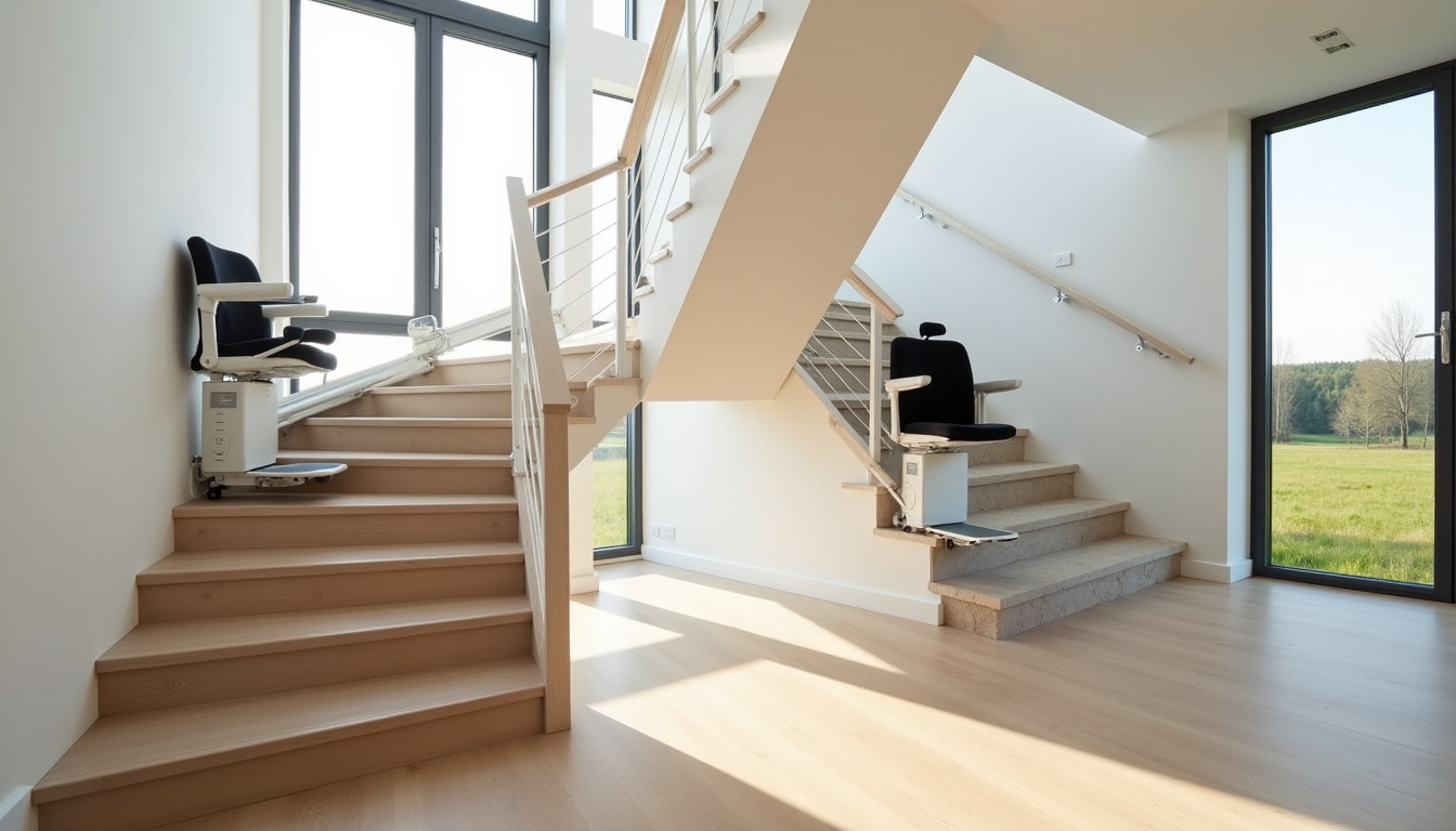 Différents types de monte-escaliers installés à Bourbourg: droit, tournant et extérieur