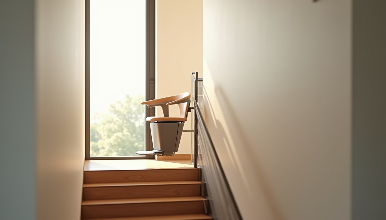 Différents types de monte-escaliers installés à Jons selon la configuration de l’escalier: droit, tournant, extérieur