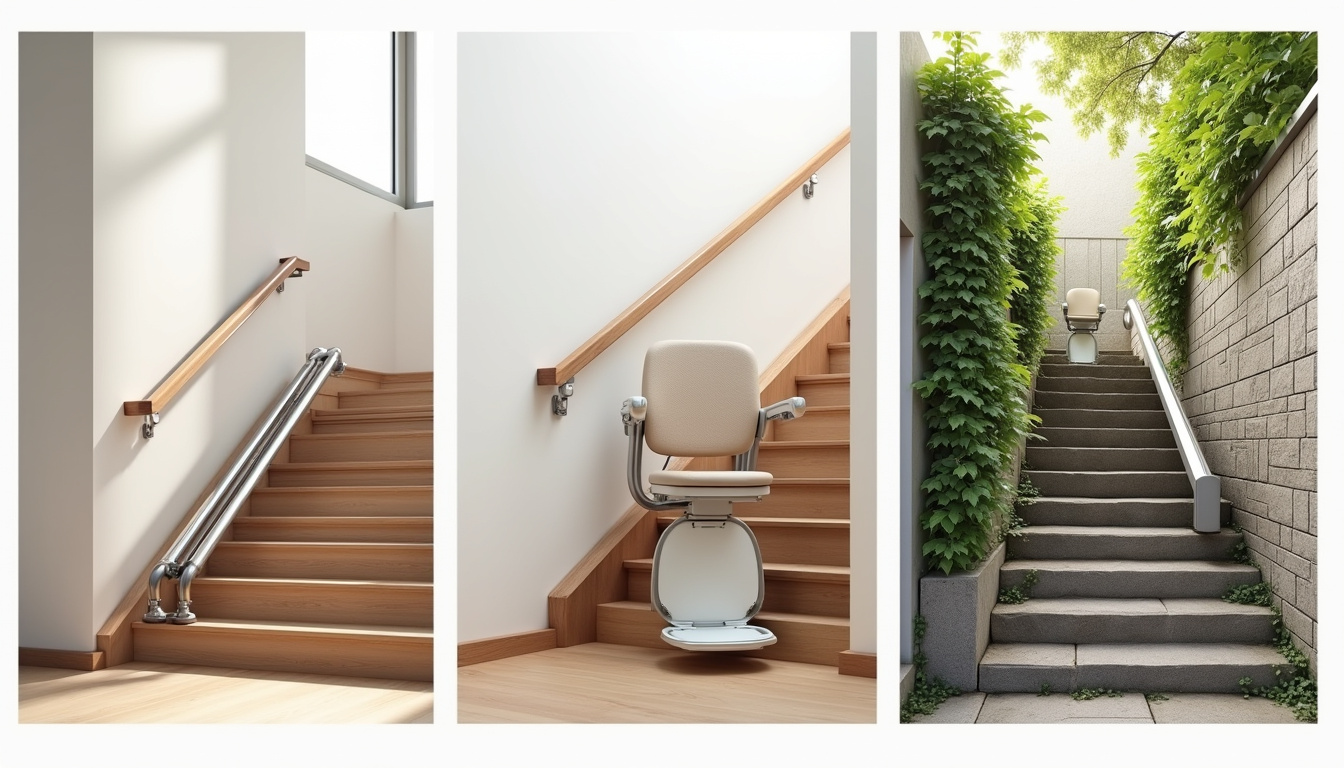 Différents types de monte-escaliers installés à Montesson: droit, tournant, extérieur
