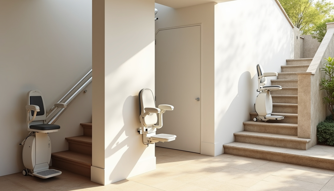 Différents types de monte-escaliers installés à Orvault: droit, tournant, extérieur