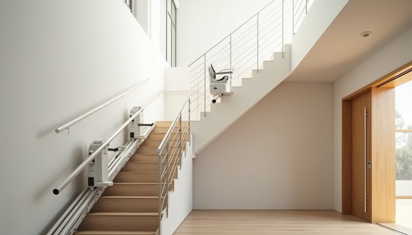 Différents types de monte-escaliers installés à Quingey: fauteuil droit, tournant et plateforme