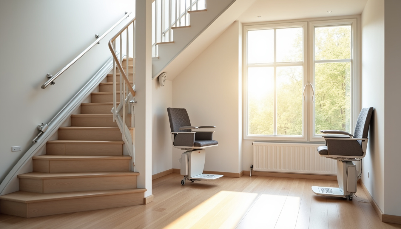 Différents types de monte-escaliers installés dans une maison à Diesen: droit, tournant et debout