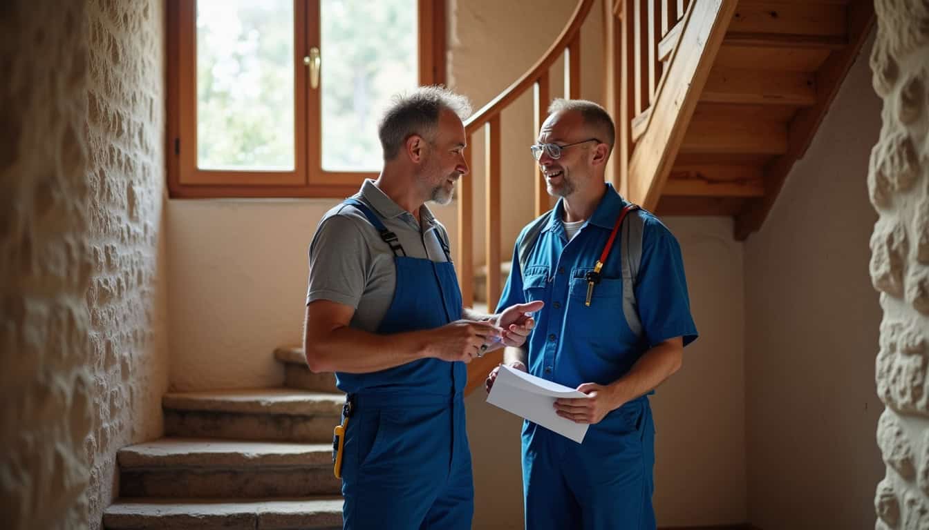 Discussion entre un technicien et un résident du Pays de Belvès lors d’une consultation pour un devis