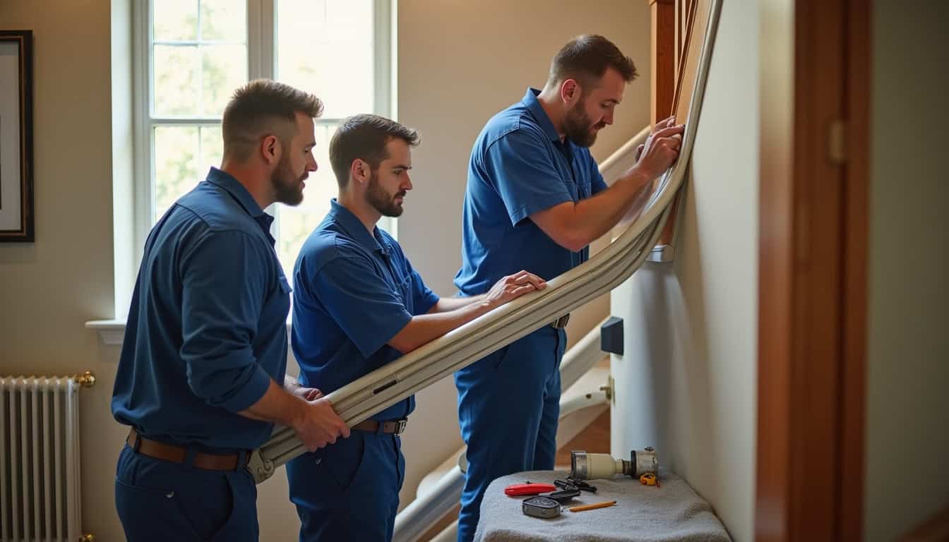 Équipe de techniciens spécialisés en maintenance de monte-escaliers à Cormeray