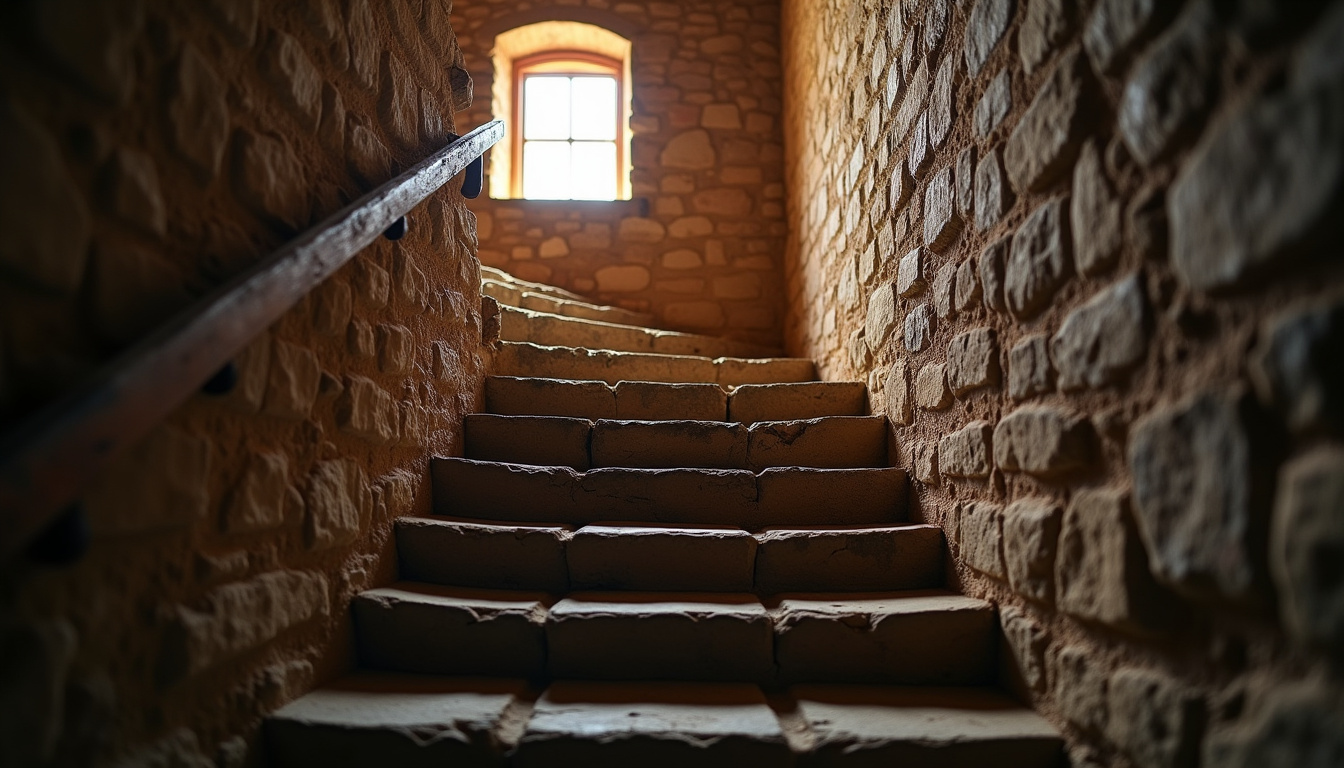 Escalier ancien dans une maison typique de Montans, illustrant le besoin d