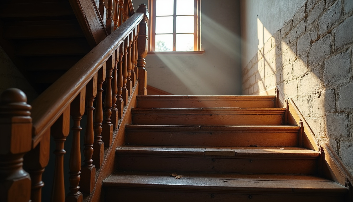 Escalier en bois ancien typique d