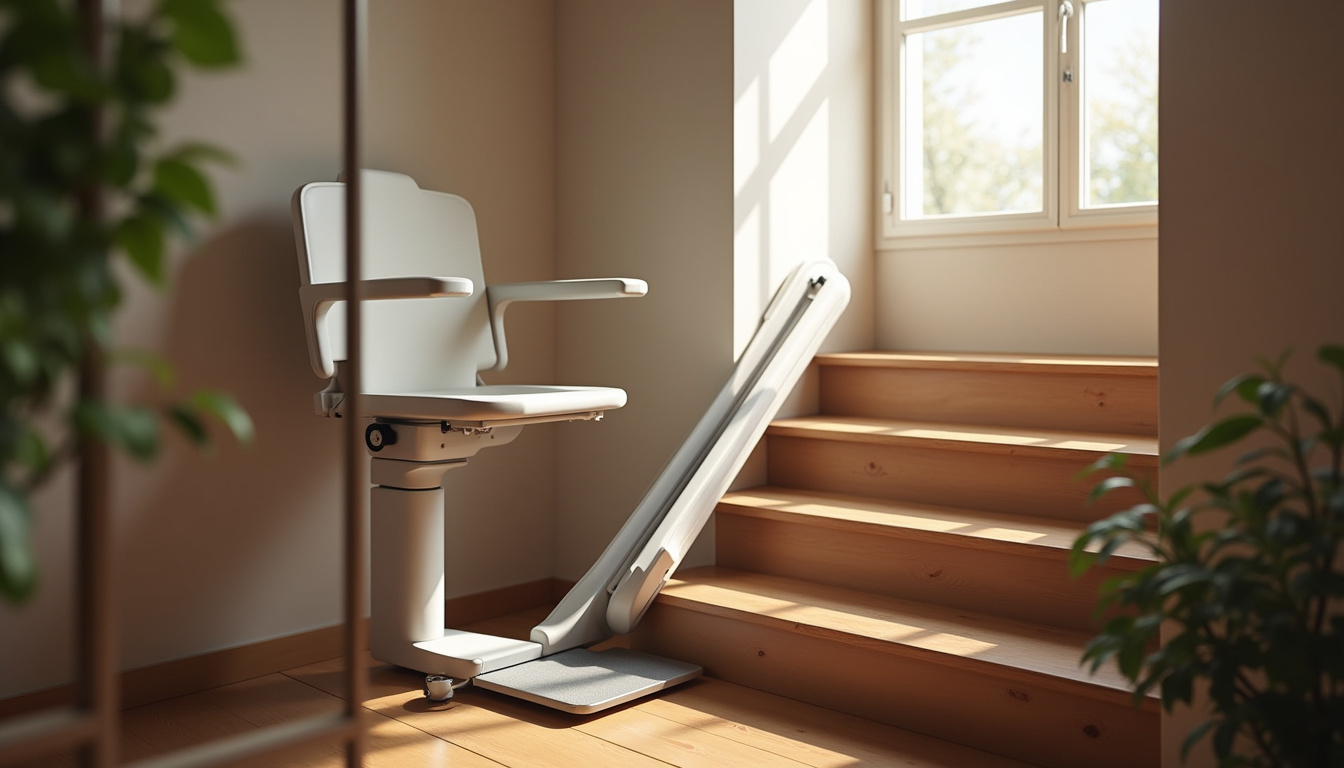 Fauteuil monte-escalier installé dans une maison à Castres, vue d