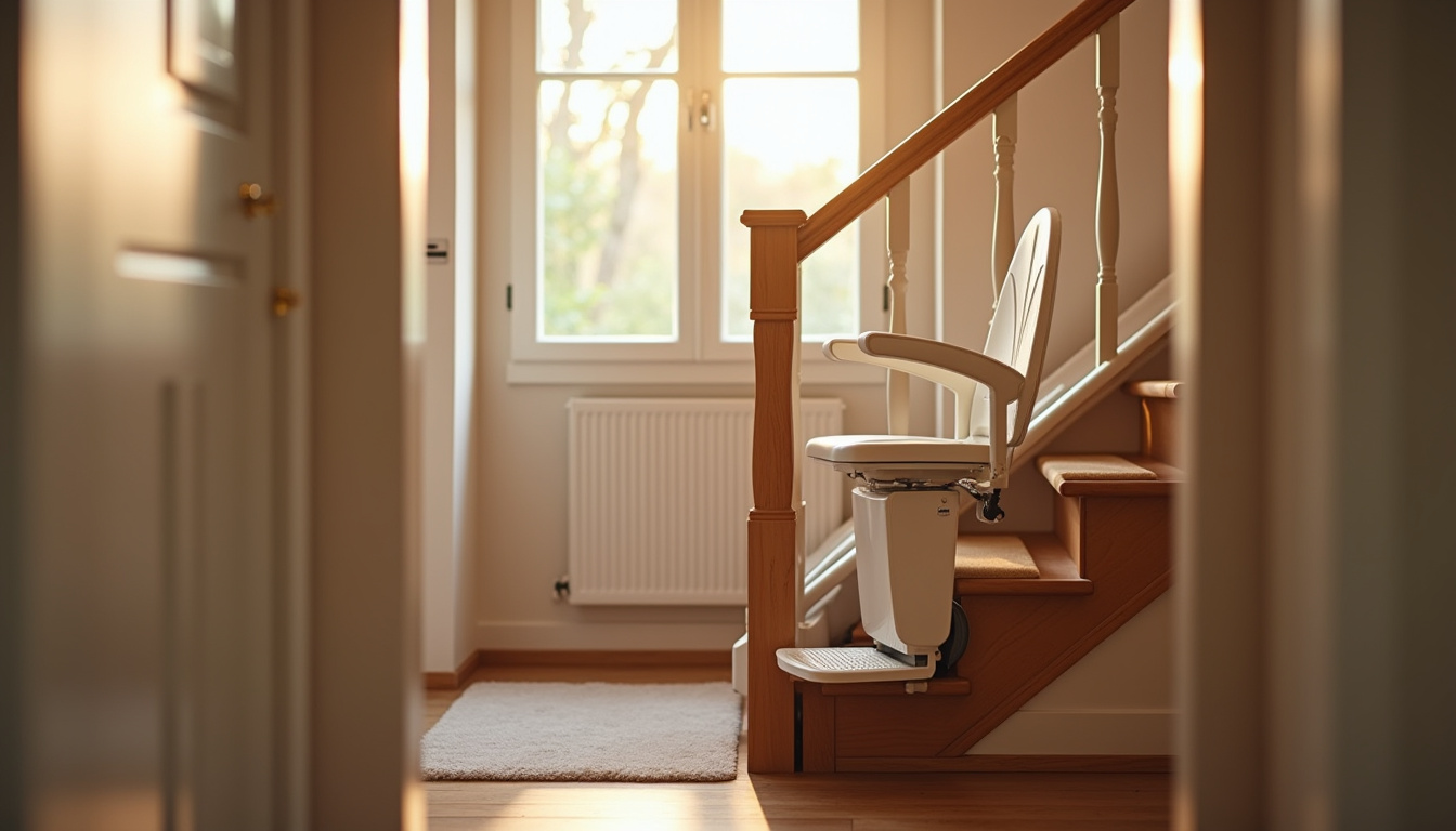 Fauteuil monte-escalier installé dans une maison à Saint-Gervais-sur-Roubion