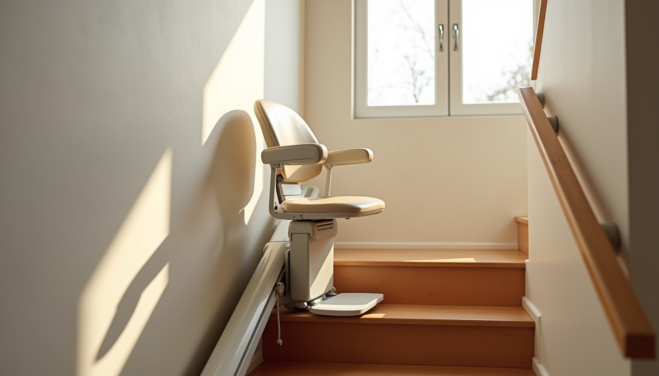 Fonctionnement d’un monte-escalier droit sur un escalier intérieur