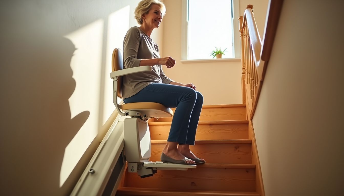 Fonctionnement d’un monte-escalier en situation réelle dans une maison