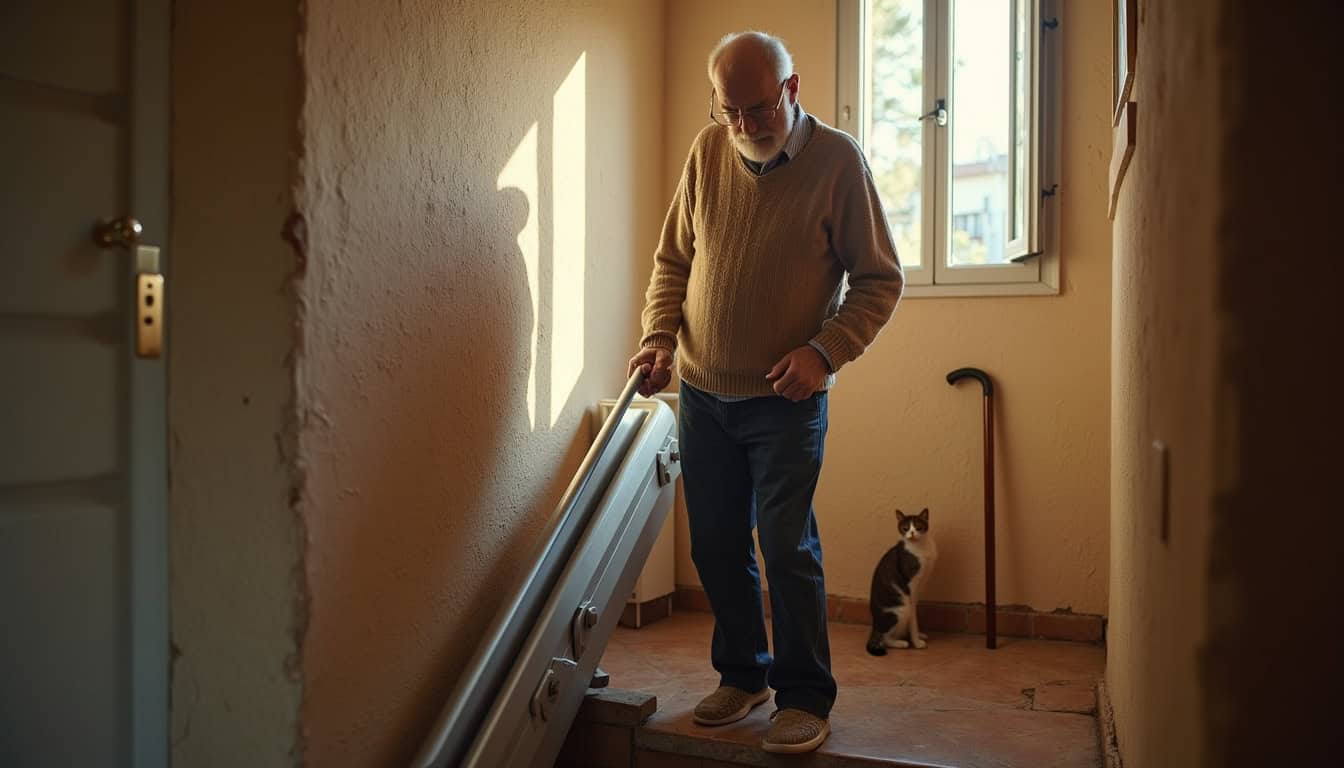 Habitant de Castellar utilisant son monte-escalier au quotidien