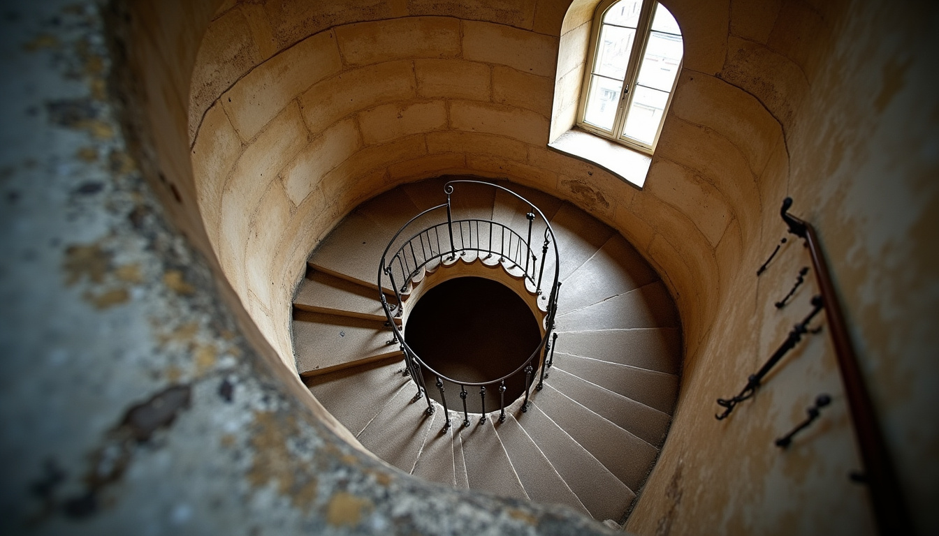 Habitation ancienne à Mulsanne avec escalier en colimaçon