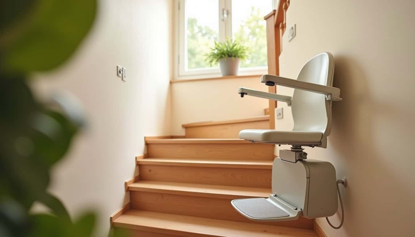 Installation d’un monte-escalier droit à l’intérieur d’une habitation à Valdallière