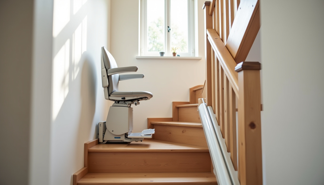 Installation d’un monte-escalier droit à l’intérieur d’une maison à Germond-Rouvre