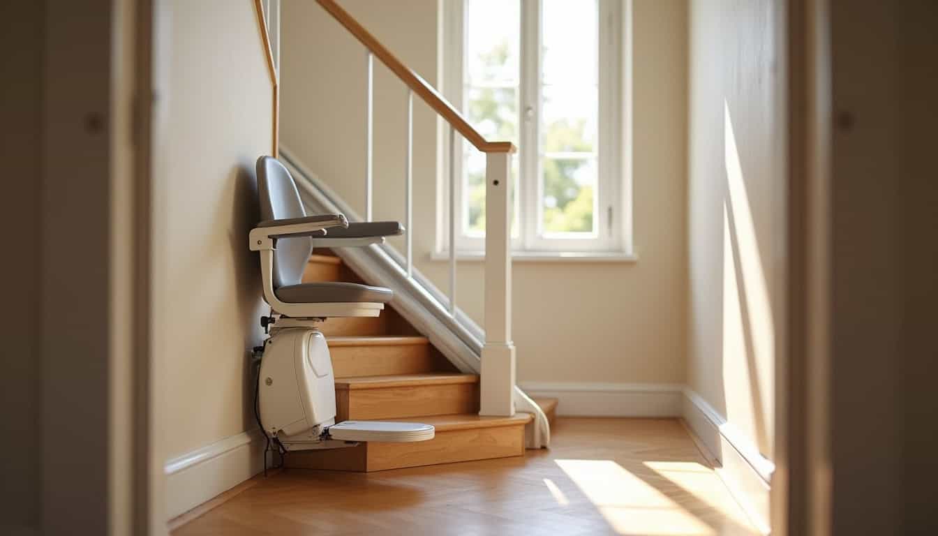Installation d’un monte-escalier droit dans un escalier intérieur à Mirambeau