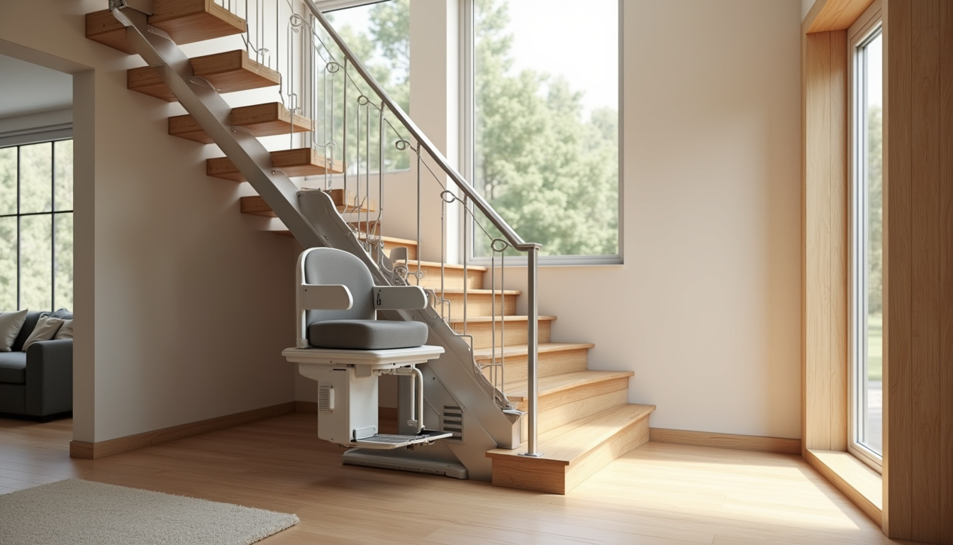 Installation d’un monte-escalier droit dans un intérieur moderne à Bédée