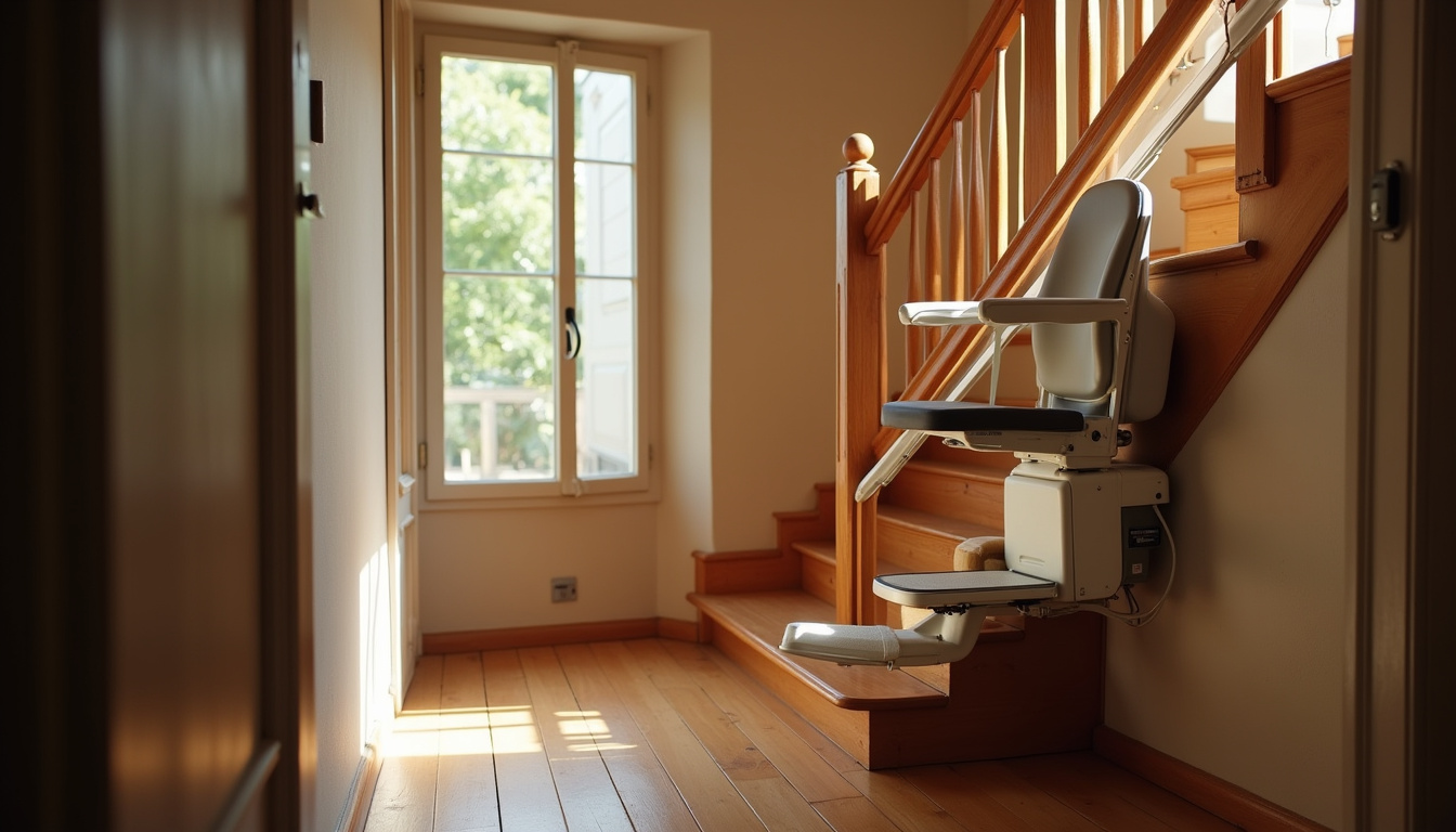 Installation d’un monte-escalier droit dans une maison à Baignes-Sainte-Radegonde