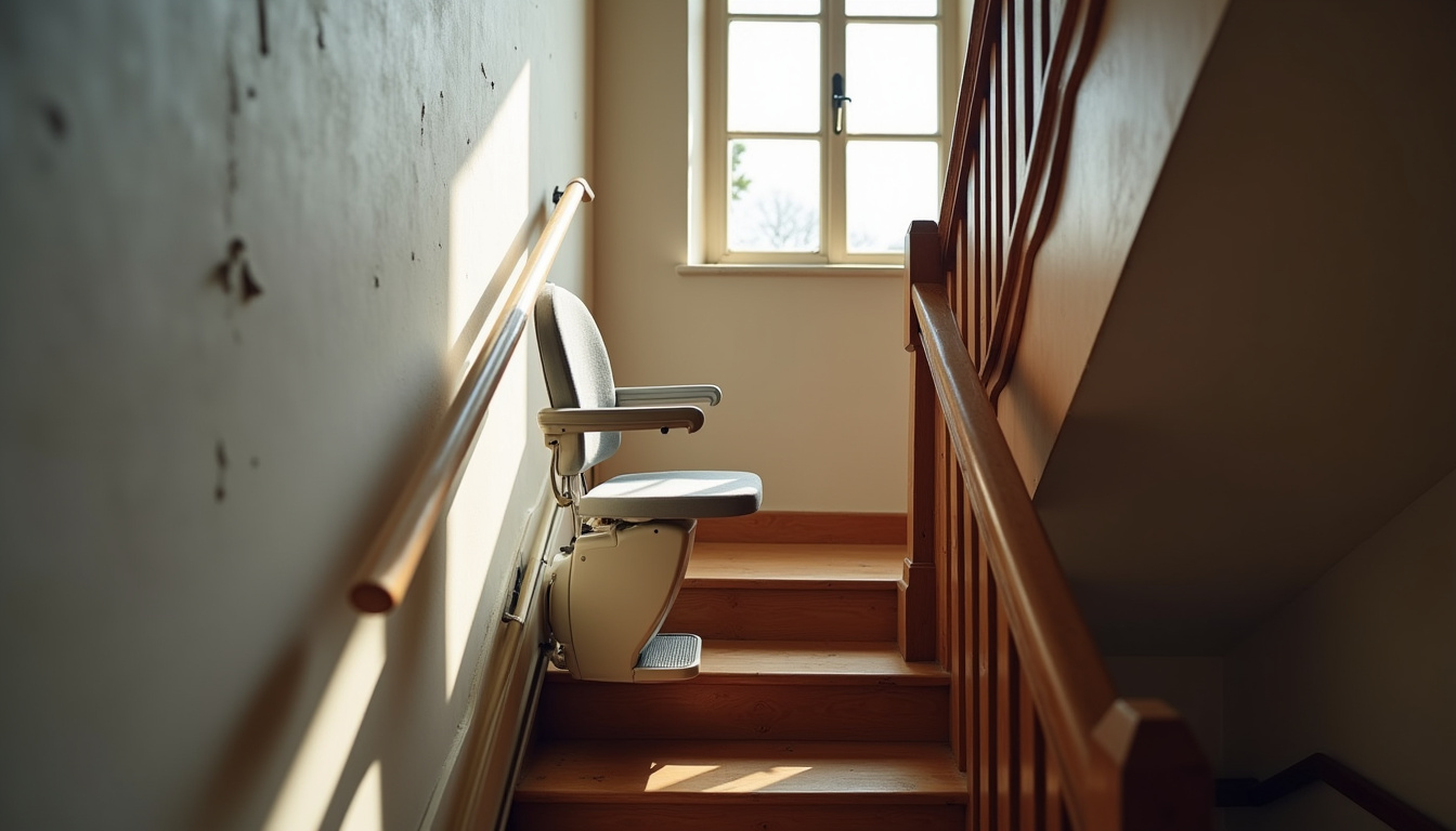 Installation d’un monte-escalier droit dans une maison à Bû