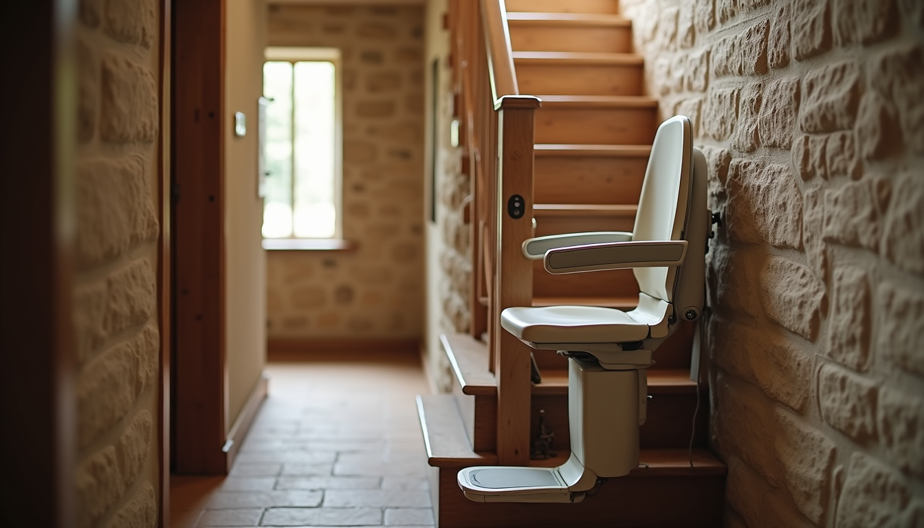 Installation d’un monte-escalier droit dans une maison à Laroque