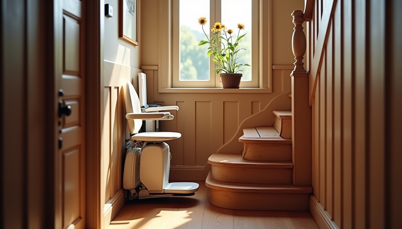 Installation d’un monte-escalier droit dans une maison à Saint-Léger-de-Montbrun