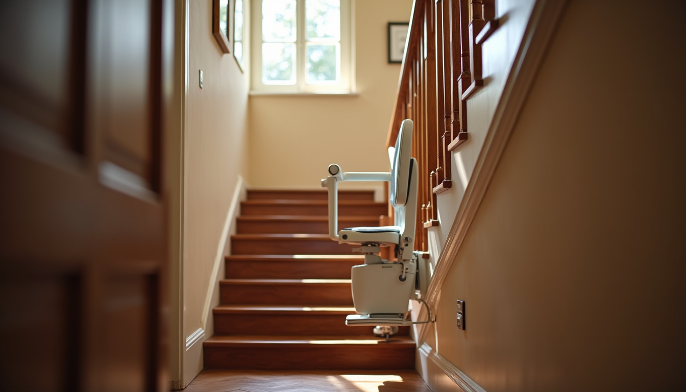 Installation d’un monte-escalier droit dans une maison à Saint-Nicolas-d’Aliermont
