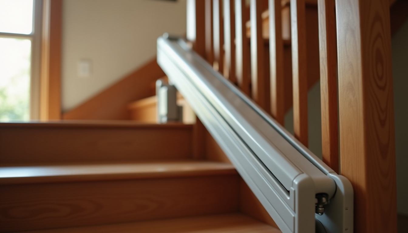 Installation d’un monte-escalier droit dans une maison à Spechbach avec escalier en bois