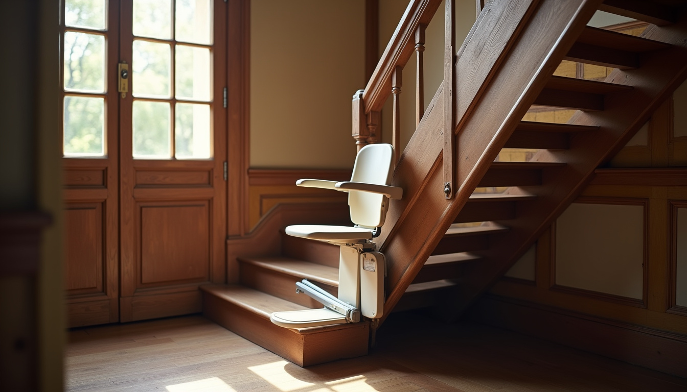 Installation d’un monte-escalier droit dans une maison ancienne de Périssac