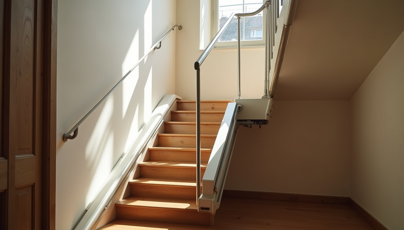 Installation d’un monte-escalier droit dans une maison lilloise avec escalier étroit