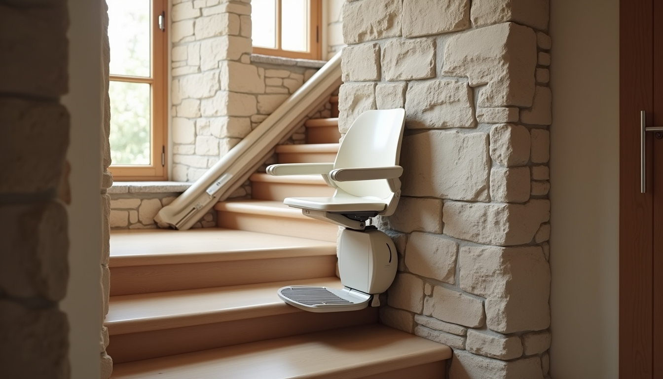 Installation d’un monte-escalier droit sur un escalier intérieur à Maureillas-las-Illas