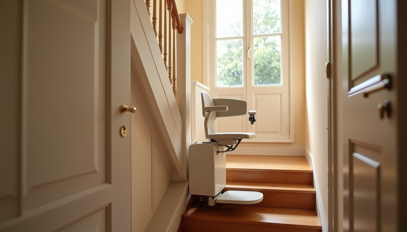 Installation d’un monte-escalier droit sur un escalier intérieur à Riom