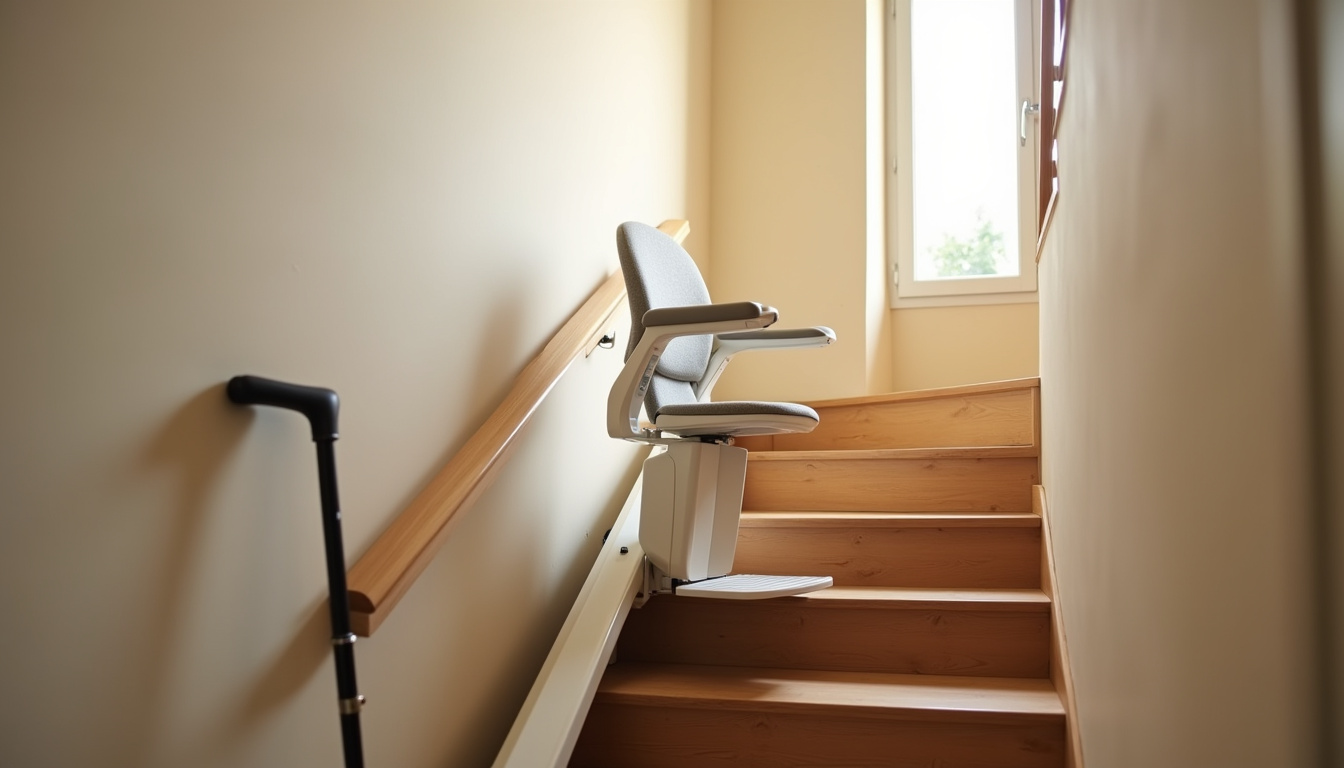 Installation d’un monte-escalier droit sur un escalier intérieur à Saint-Sulpice-de-Pommeray