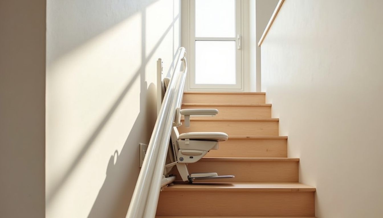 Installation d’un monte-escalier droit sur un escalier rectiligne à Trévou-Tréguignec
