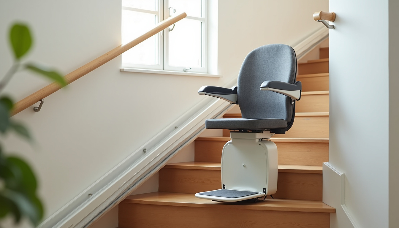 Installation d’un monte-escalier droit sur un escalier rectiligne dans une maison à Lanfains