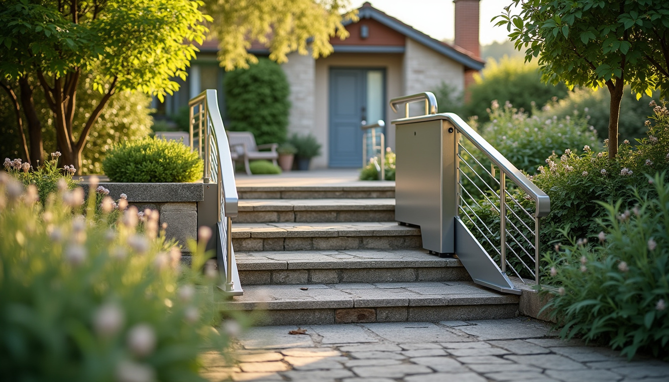 Installation d’un monte-escalier extérieur dans un jardin à Saint-Priest-en-Jarez