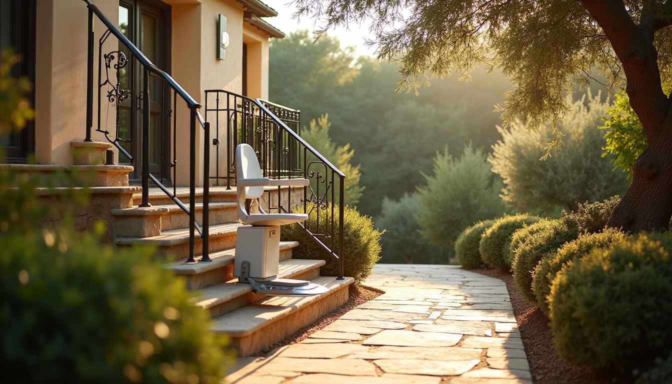 Installation d’un monte-escalier extérieur dans une résidence à La Calmette