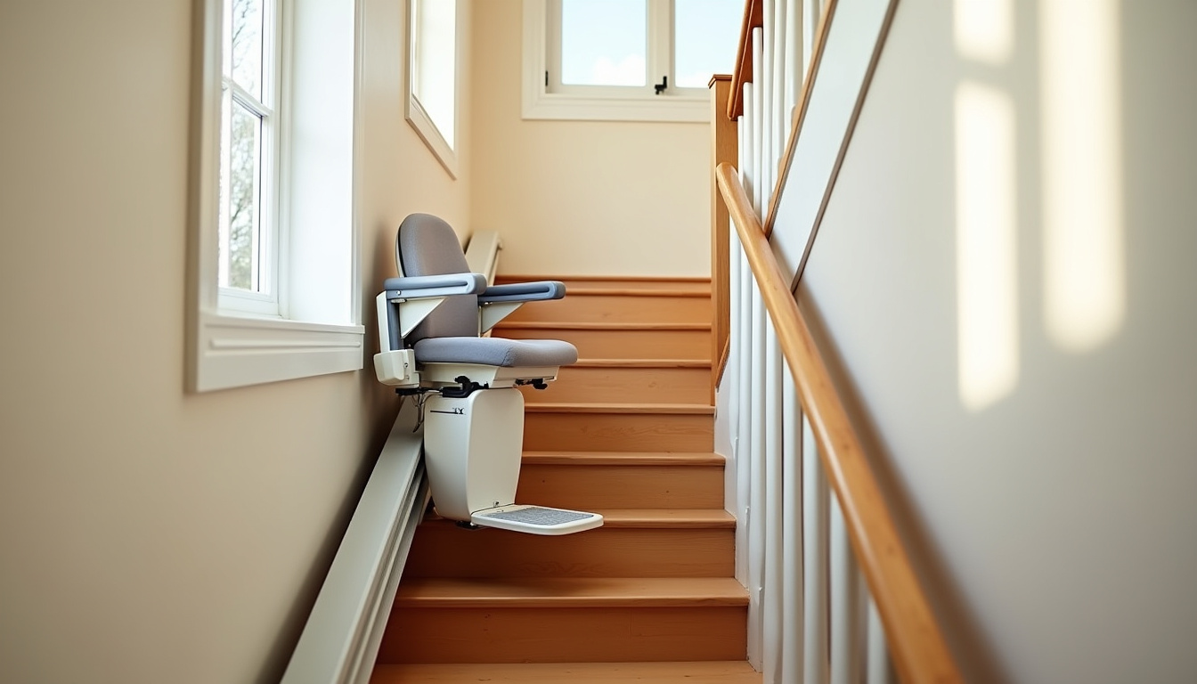Installation d’un monte-escalier sur un escalier droit en bois