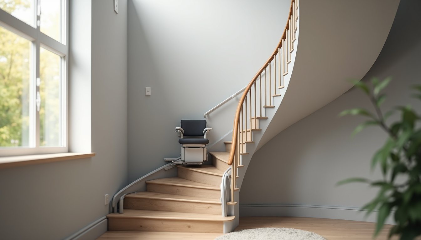 Installation d’un monte-escalier sur un escalier en colimaçon à Coublevie