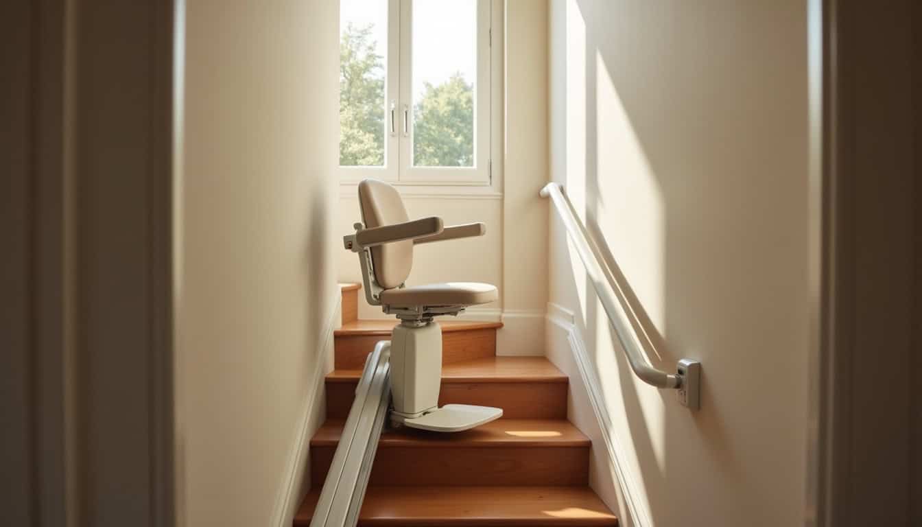 Installation d’un monte-escalier sur un escalier étroit à Fournes-en-Weppes