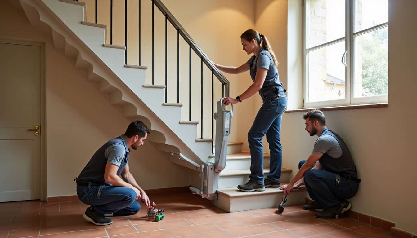 Installation d’un monte-escalier sur un escalier intérieur à Mouriès