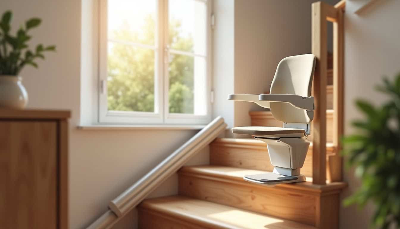 Installation d'un monte-escalier sur un escalier intérieur dans une maison typique de Maubourguet