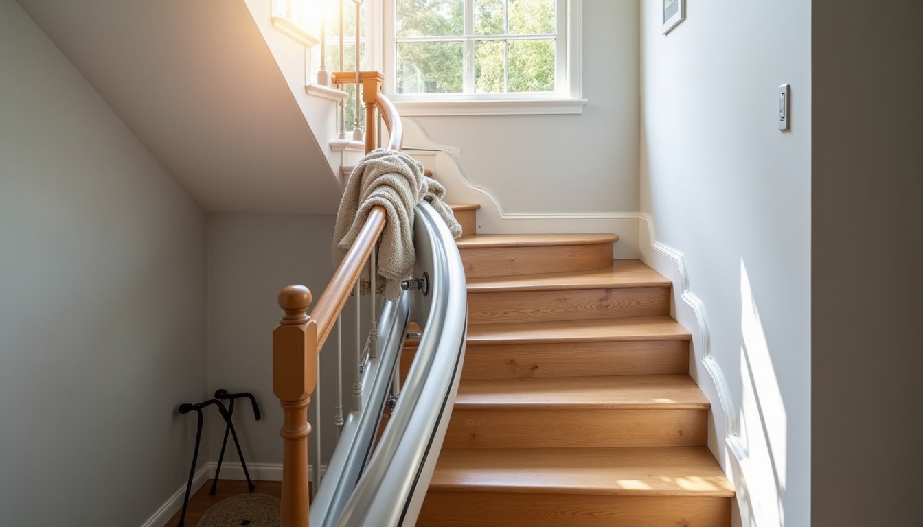 Installation d’un monte-escalier tournant dans une maison à Port-Saint-Père
