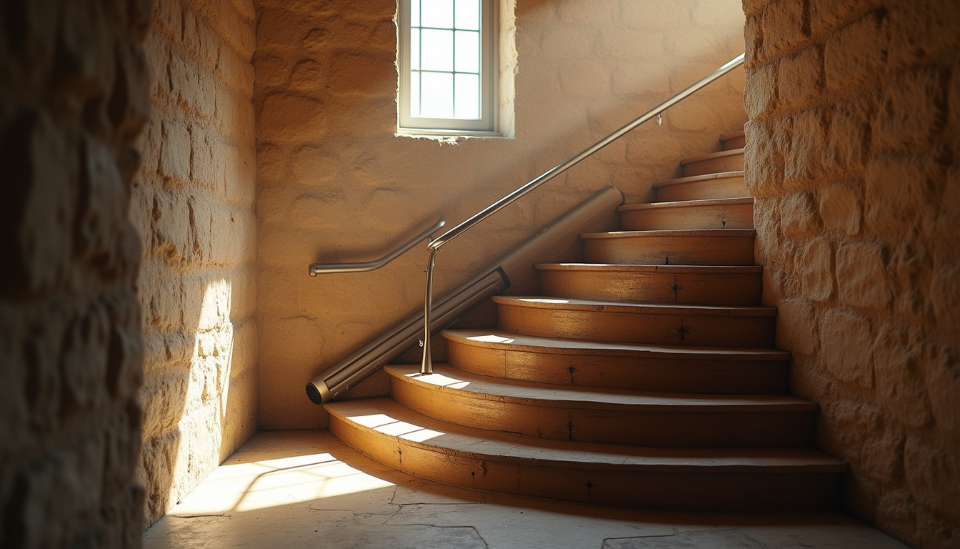 Installation d’un monte-escalier tournant sur un escalier en colimaçon dans une maison ancienne de Bourgvallées