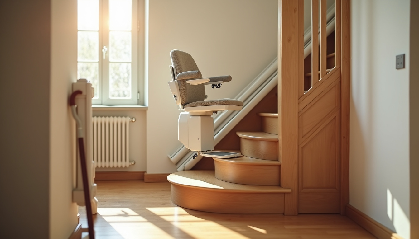 Installation temporaire d’un monte-escalier à Poussan pour une convalescence