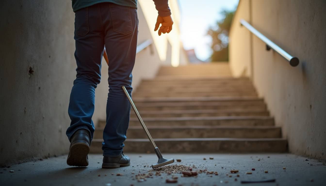 Intervention de maintenance sur un monte-escalier en fonctionnement